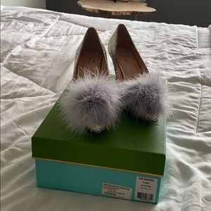 Kate Spade silver glitter kitten heels size 8.5